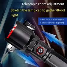 Versatile High Power Led Flashlight Focus Light Power Bank and Window Hammer